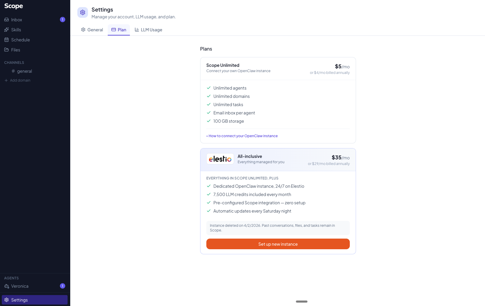 Scope plans and configuration
