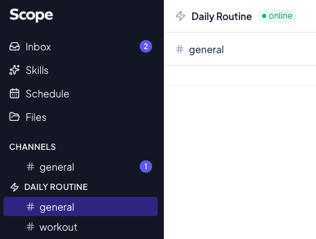 Workspace view of agent activity