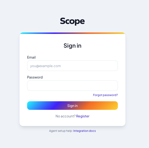 Scope signup flow